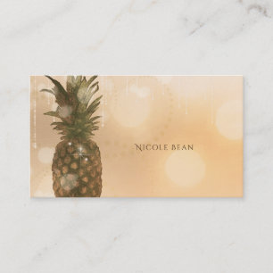 Carte De Visite Glamour Ananas Doré Élégant Tropical Chic Glamour