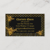 Carte De Visite Glamour Black Gold Queen Bee Événements Production (Dos)