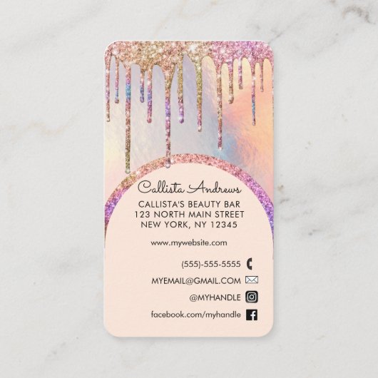 Carte De Visite Glamour Bling Iridescente Parties scintillant Driv (Dos)