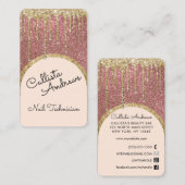 Carte De Visite Glamour Bling Rose Gold Parties scintillant Drift  (Devant / Derrière)