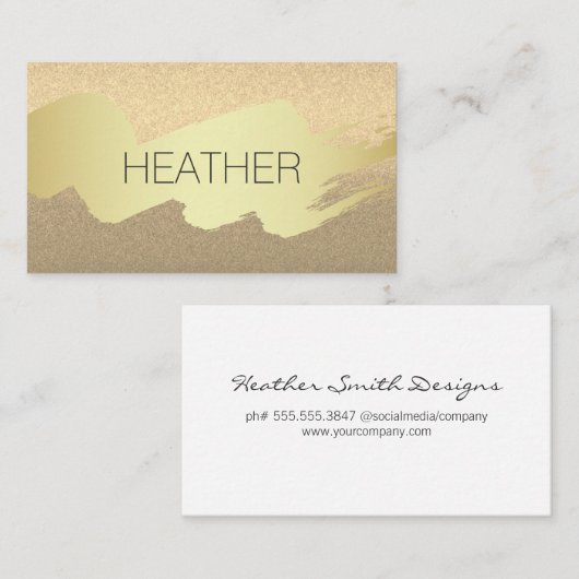 Carte De Visite Glamour Brossé Or Moderne (Devant / Derrière)