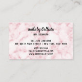 Carte De Visite Glamour Chic Parties scintillant Rose Marbre Techn (Dos)