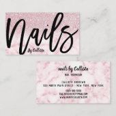 Carte De Visite Glamour Chic Parties scintillant Rose Marbre Techn (Devant / Derrière)