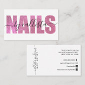 Carte De Visite Glamour Chic Rose Parties scintillant Typographie  (Devant / Derrière)