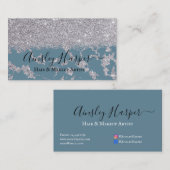 Carte De Visite Glamour de Parties scintillant argentée Glamour (Devant / Derrière)