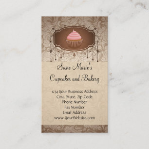 Carte De Visite Glamour Élégant Cupcake à la Moka en Damas de la B