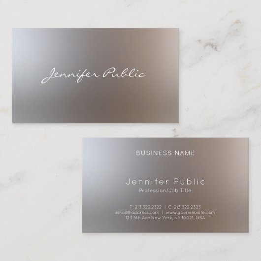 Carte De Visite Glamour Élégant Plaque manuscrite Script moderne (Devant / Derrière)