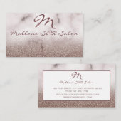 Carte De Visite Glamour Élégant Purple Glittery Monogramme Salon (Devant / Derrière)