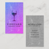 Carte De Visite Glamour Marbré Texture avec Verre à Vin (Devant / Derrière)