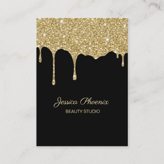 Carte De Visite Glamour moderne Gold Schwarz Glitter (Devant)