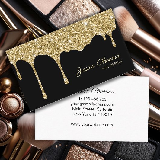 Carte De Visite Glamour moderne Gold Schwarz Glitter