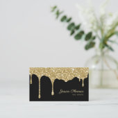 Carte De Visite Glamour moderne Gold Schwarz Glitter (Debout devant)