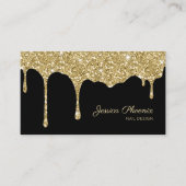 Carte De Visite Glamour moderne Gold Schwarz Glitter (Devant)