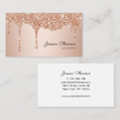 Carte De Visite Glamour moderne ORANGE Rose Gold Glitzer baisse (Devant / Derrière)