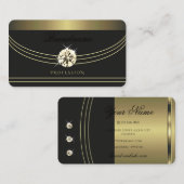 Carte De Visite Glamour Or gris foncé avec pierres de Rhinestones (Devant / Derrière)