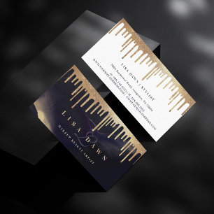 Carte De Visite Glamour Parties scintillant or goutte d'encre fonc