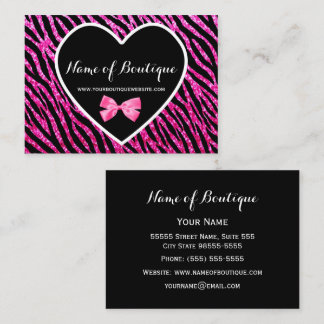Carte De Visite Glamour Rose et Noir Zèbre FAUX Glitz Boutique