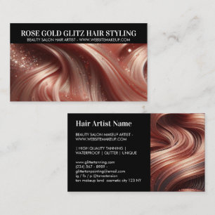 Carte De Visite Glamour Rose Gold Pailleté Coiffeur Photo