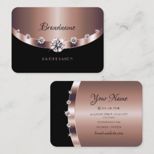 Carte De Visite Glamour Rose Or Black Bijoux Faux Rhinestones