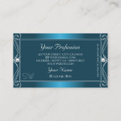 Carte De Visite Glamour Turquoise Bleu Orné Bijoux étincelants Mon (Dos)