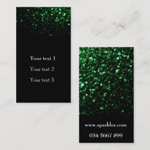 Carte De Visite Glamour vert foncé paillettes scintillent noir