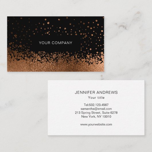Carte De Visite Glitter Drop orange-or noir (Devant / Derrière)
