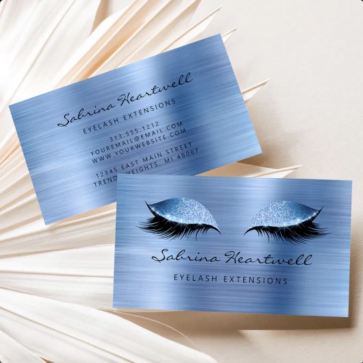 Carte De Visite Glitter Eyes Pale Blue Metallic Lash Extension