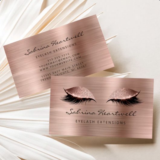 Carte De Visite Glitter Eyes Rose Gold Metallic Lash Extension