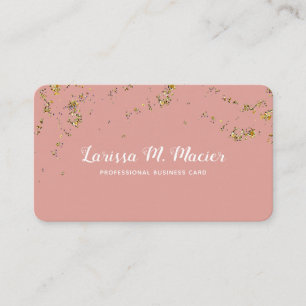 Carte De Visite glitter (faux gold dots) + handwritten name pink