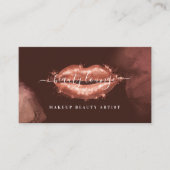 Carte De Visite Glitter Glam Beauty Makeup Artist Rose Gold Lips (Devant)