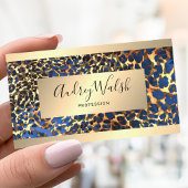 Carte De Visite  Glitter Gold Luxury QR Code Animal Skin Leopard