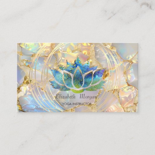 Carte De Visite Glitter Lotus Circles Opal Stone Business Card (Devant)