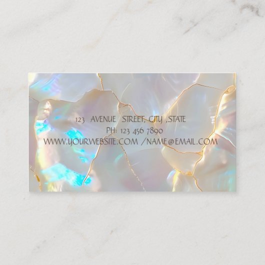 Carte De Visite Glitter Lotus Flower Yoga Opal Stone (Dos)