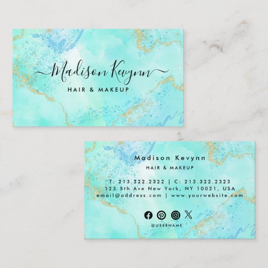 Carte De Visite  Glitter Marble Agate  (Devant / Derrière)