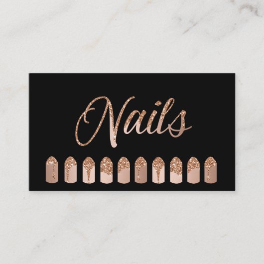 Carte De Visite Glitter Nails Artist Dripping Rosegold (Devant)