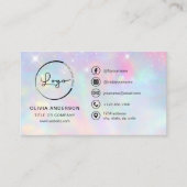 Carte De Visite Glitter Opal Business Logo Social Media (Devant)