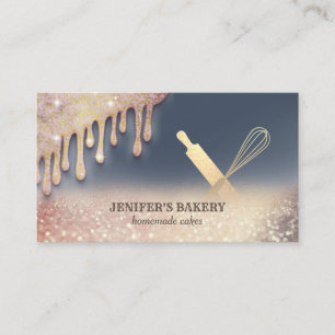 Carte De Visite Glitterie or rouleau pin whisky chef boulangerie