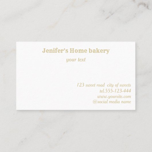 Carte De Visite Glitterie or rouleau pin whisky chef boulangerie (Dos)