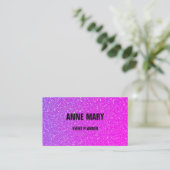 Carte De Visite Glittery Pink Purple Ombre Mariage (Debout devant)