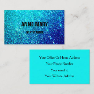 Carte De Visite  Glittery Turquoise Bleu coloré Mariage Planificat
