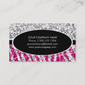 Carte De Visite Glitz Mix "Argent" Zebra Rose noir ovale (Dos)
