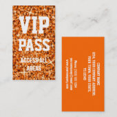 Carte de visite Glitz Orange 'VIP PASS' (Devant / Derrière)