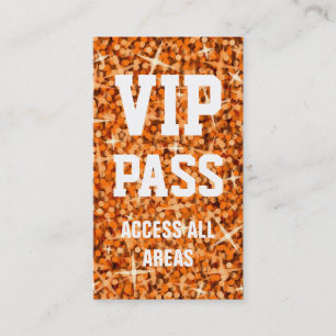 Carte de visite Glitz Orange 'VIP PASS'