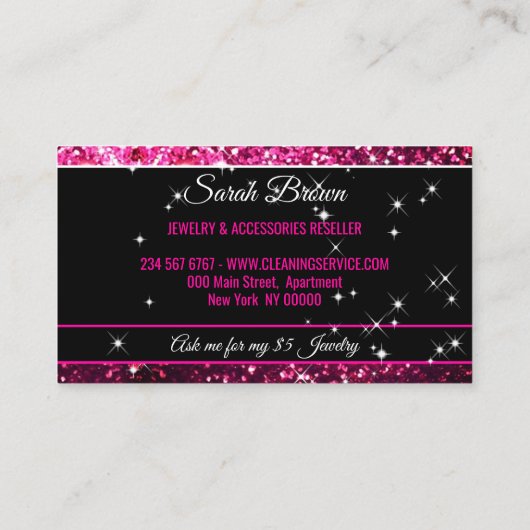 Carte De Visite Glitz rose étincelante brillant (Dos)