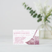 Carte De Visite Glitz Rose Luxury Cleaning Maid Janitorial (Debout devant)