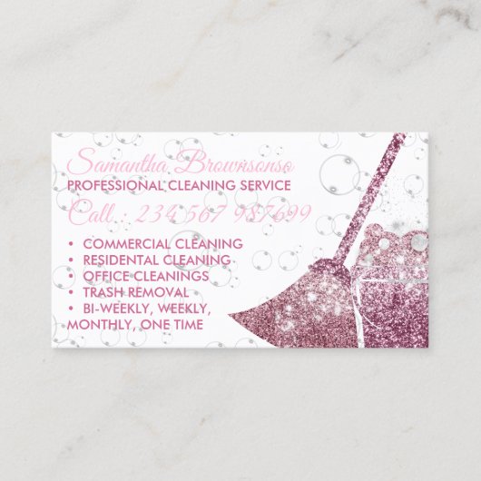 Carte De Visite Glitz Rose Luxury Cleaning Maid Janitorial (Devant)