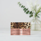 Carte De Visite Glitzy Rose Gold Cream Brown Leopard (Debout devant)