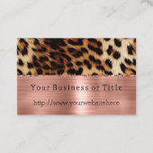 Carte De Visite Glitzy Rose Gold Cream Brown Leopard (Devant)