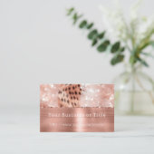 Carte De Visite Glitzy Rose Gold Sparkle Cheetah (Debout devant)