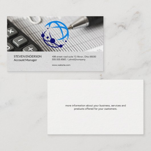 Carte De Visite Global Tech Logo | Finance Reports (Devant / Derrière)